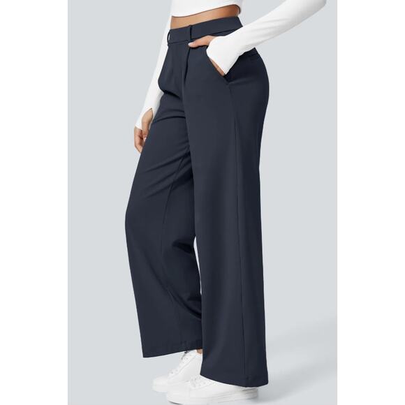 Halara HaloTek Air Medium Pants High Waisted Side Pocket Wide Leg Work Office - Picture 1 of 10